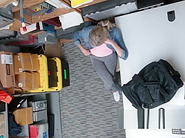 Blonde whore gets caught stealing and gets fucked hard