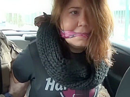 Bondage in a chunky knit scarf