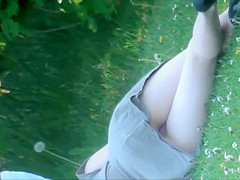 Boyfriend tried to cover her upskirt