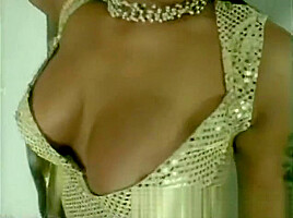 Brazillian shemale In Gold costume Solo Masturbation