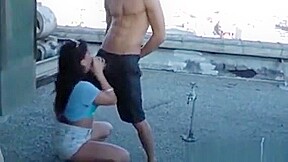 Brunette Flasher Fucked Outdoors