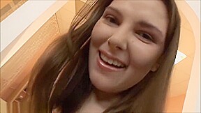Brunette in stockings gaping her asshole with a long big black dildo