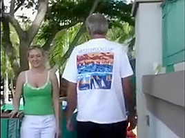 Busty Blonde Is Having Fun Posing Outside And Flashes Her T
