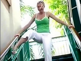 Busty Blonde Is Having Fun Posing Outside And Flashes Her T