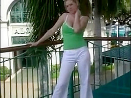 Busty Blonde Is Having Fun Posing Outside And Flashes Her T