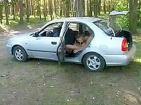 Busty Russian college girl Ass Fuck in Car