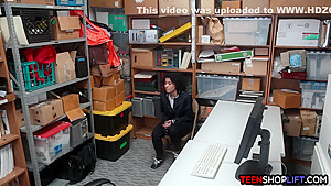 Busty teen 18+ Shoplifter Fucks The Security Guard For Free