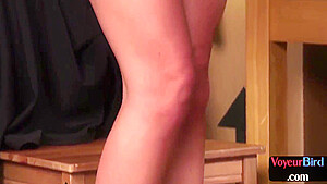 Buxom Babe In High Heels Leads Guy Who Jerks To