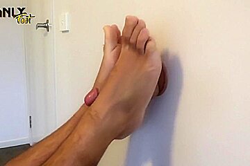 Can I Give You A Foot Job? - Realistic 6 Dick - No Lube Socked & Raw Male Footjob - Manlyfoot 