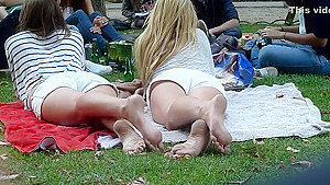 Candid blonde soles in the park!