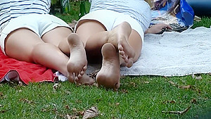 Candid blonde soles in the park!