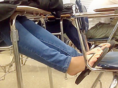 Candid feet flip flops on chair 2