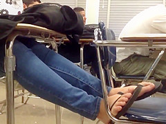 Candid feet flip flops on chair 2