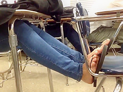 Candid feet flip flops on chair 2