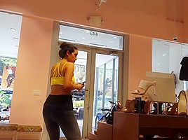 Candid milf leggings ass beautiful model