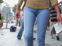 Candid video of two teens 18+ walking down the street