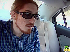 Cassidy Bliss gives a handjob in the back seat of a car - Public Handjobs