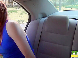 Cassidy Bliss gives a handjob in the back seat of a car - Public Handjobs