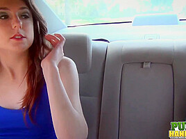 Cassidy Bliss gives a handjob in the back seat of a car - Public Handjobs