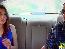 Cassidy Bliss gives a handjob in the back seat of a car - Public Handjobs