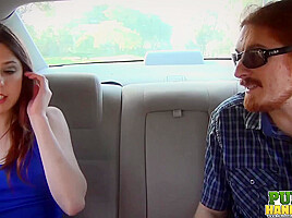 Cassidy Bliss gives a handjob in the back seat of a car - Public Handjobs