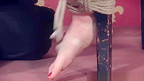 Chained bdsm sub tied up and and toyed
