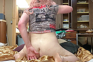 Chubby Fat Ass Tiny Dick Sissy Riding Dildo