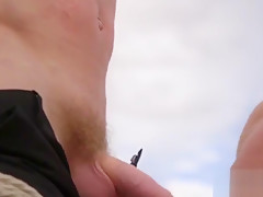 Clamped bdsm sub is sucked off by dom