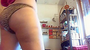 Cleaning a room wearing a diaper