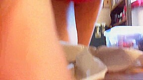 Cleaning a room wearing a diaper