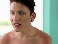 Cocksucked twink enjoys threesome