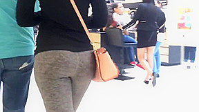 College teen 18+ Tight Jiggly Ass in Grey Spandex