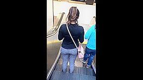 College teen 18+ Tight Jiggly Ass in Grey Spandex