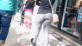 College teen 18+ Tight Jiggly Ass in Grey Spandex