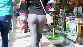 College teen 18+ Tight Jiggly Ass in Grey Spandex