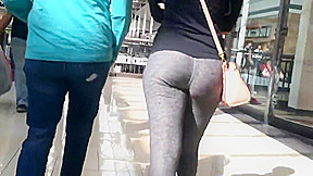 College teen 18+ Tight Jiggly Ass in Grey Spandex