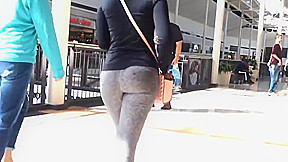 College teen 18+ Tight Jiggly Ass in Grey Spandex
