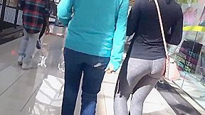 College teen 18+ Tight Jiggly Ass in Grey Spandex