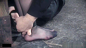 Cuffed sub pussy teased with toys until orgasm