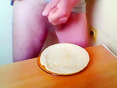 Cum on food and swallowing it  Own cum  Hairy 