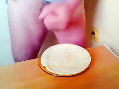 Cum on food and swallowing it  Own cum  Hairy 