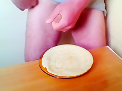 Cum on food and swallowing it  Own cum  Hairy 