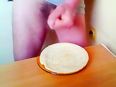 Cum on food and swallowing it  Own cum  Hairy 