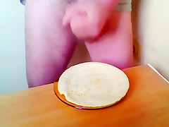 Cum on food and swallowing it  Own cum  Hairy 