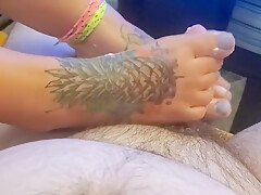 Cute Feet Rubbing My Dick Until I Cum All Over
