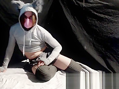 Cute Wolfboy Trap Masturbates with his Dildo and Cums HARD