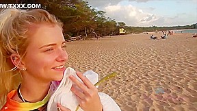 Cute blonde babe, Riley Star likes to give blowjobs and footjobs to her kinky neighbor