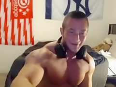 Cute handsome muscle stud jerking off