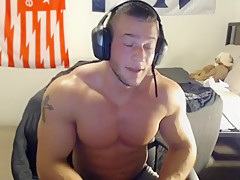Cute handsome muscle stud jerking off