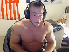 Cute handsome muscle stud jerking off